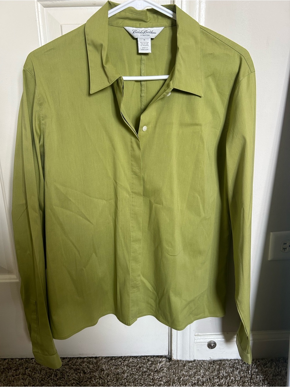 Brooks Brothers Olive-Green Button Front Stretch Shirt